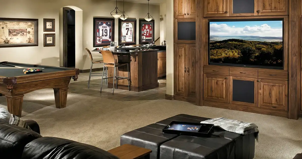 finished basement remodeling project transforming a basement into a comfortable living space in Staten Island, NY