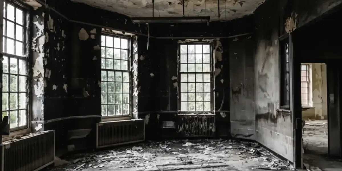 fire damage repair addressing severe interior damage and smoke residue inside a burned home in Staten Island, NY