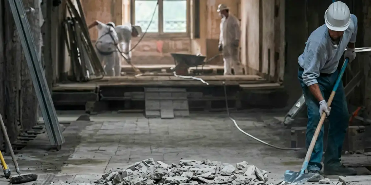 fire damage restoration professionals performing structural cleanup and restoration after a fire in Staten Island, NY