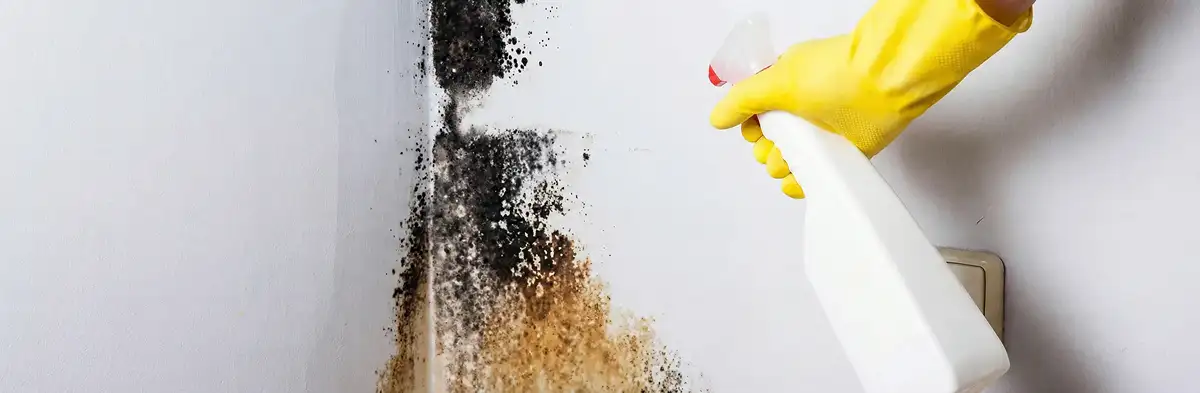visible mold growth on an interior wall being treated during mold removal service in Staten Island, NY